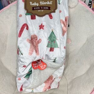 Christmas gingerbread baby blanket Sherpa Christmas trees